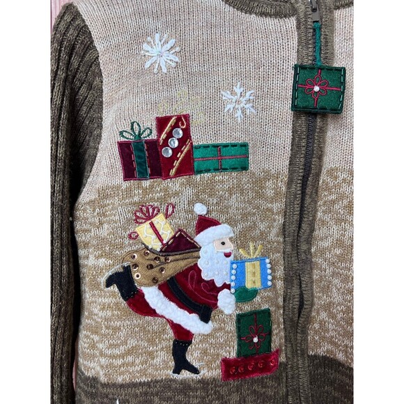TIARA INTERNACIONAL Santa Zip Up Sweater Cardigan Size M (Bx 13) - Picture 3 of 10